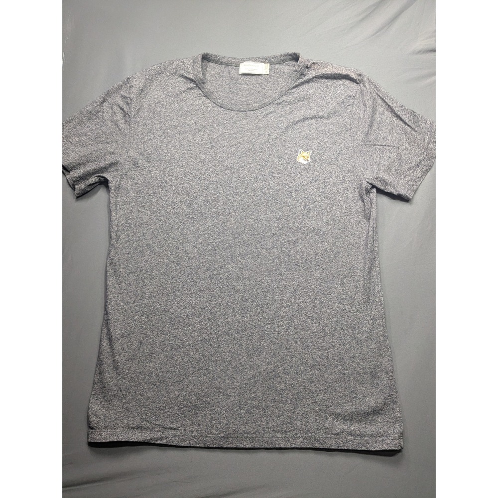 Maison Kitsune Fox Head Patch T-Shirt Heather Grey Cotton Tee XL FW16M719
